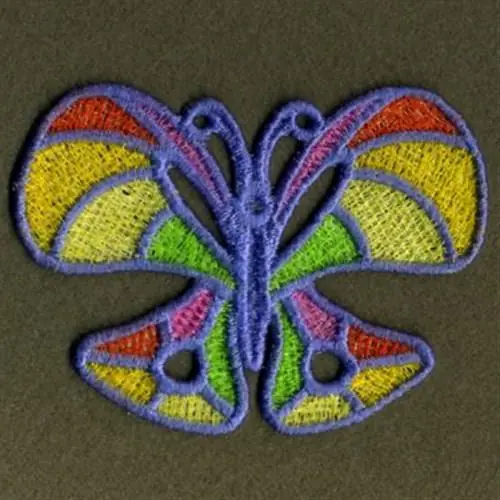 FSL Stained Glass Butterfly Embroidery Design Handmade
