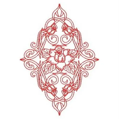 Redwork Diamond Rose Embroidery Design Deal