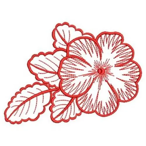 Get Yours Redwork Hibiscus Embroidery Design