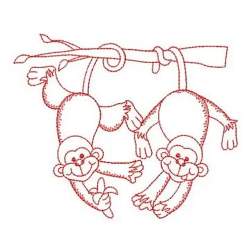 Limited Edition Redwork Friends Monkeys Embroidery Design