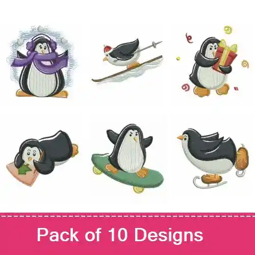 Wholesale Penguin Painting Embroidery design pack by Wind Bell Embroidery, Embroidery Packs on EmbroideryDesigns.com