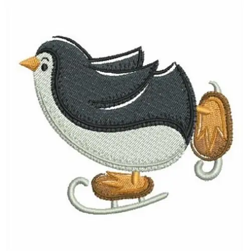 Fast Shipping Penguin Painting Skating Embroidery Design