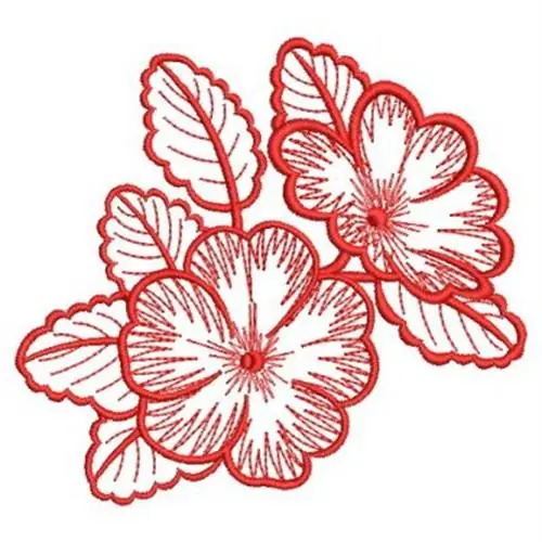 Certified Redwork Hibiscus Embroidery Design