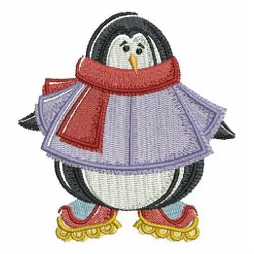 Penguin Painting Rollerblades Embroidery Design Don’t Miss Out