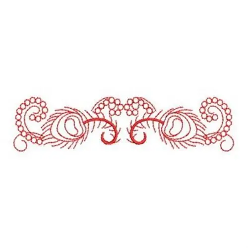 Free Returns Redwork Border Peacock Feathers Embroidery Design