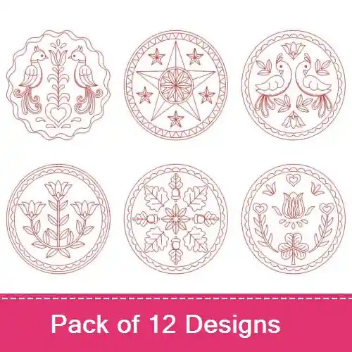 Free Delivery Redwork Dutch Folk Art Embroidery design pack by Wind Bell Embroidery, Embroidery Packs on EmbroideryDesigns.com