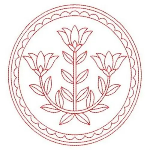 Circle Redwork Flowers Embroidery Design Fast Shipping