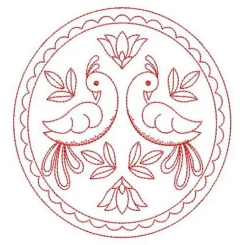 Warranty Included Redwork Birds Circle Embroidery Design