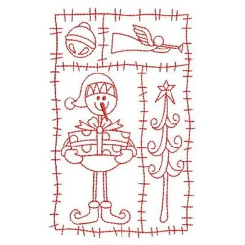 Redwork Christmas Rectangle Embroidery Design Discount