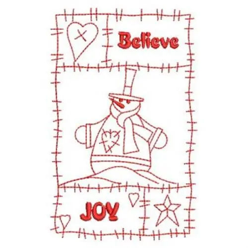 Redwork Believe Joy Embroidery Design Budget