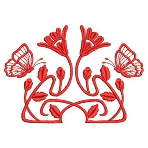 Brand New Redwork Flower Embroidery Design