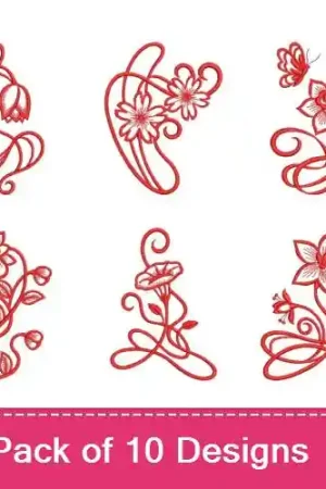 Art Nouveau Redwork 4 Embroidery design pack by Wind Bell Embroidery, Embroidery Packs on EmbroideryDesigns.com Fast Shipping