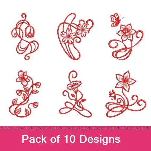 Art Nouveau Redwork 4 Embroidery design pack by Wind Bell Embroidery, Embroidery Packs on EmbroideryDesigns.com Fast Shipping
