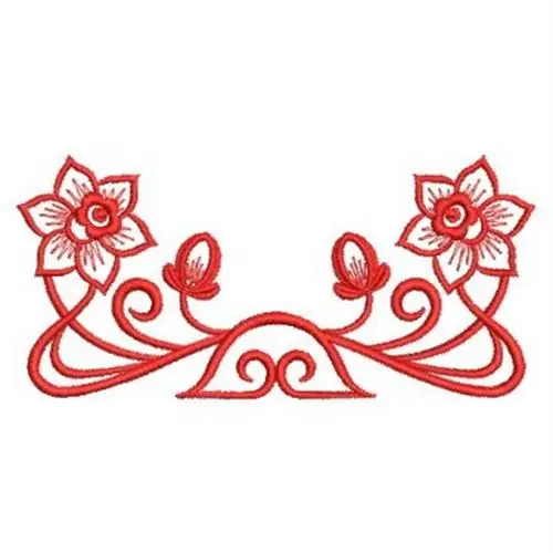 Art Nouveau Flower Embroidery Design Original