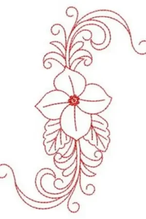 Bloom Redwork Embroidery Design Place Order