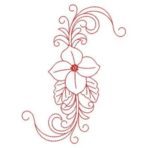 Bloom Redwork Embroidery Design Place Order