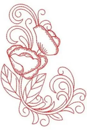 Blossom Redwork Embroidery Design Last Chance